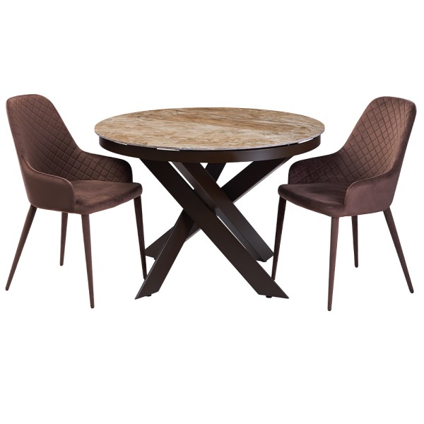 Стіл Moon Brown Marble d-110 см - Розкладний Круглий Стіл