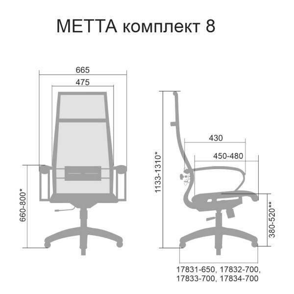 Крісло комп'ютерне Metta комплект 8 СН