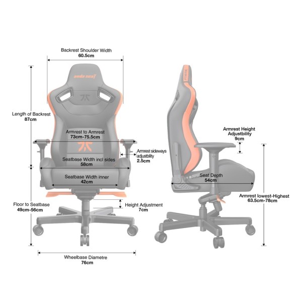 Крісло ігрове Anda Seat Fnatic Edition XL - комфорт для геймерів та офісу