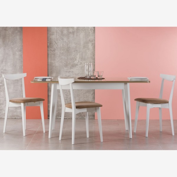 Стіл Турін скляний – Розкладний стіл для кухні з ясена та скла