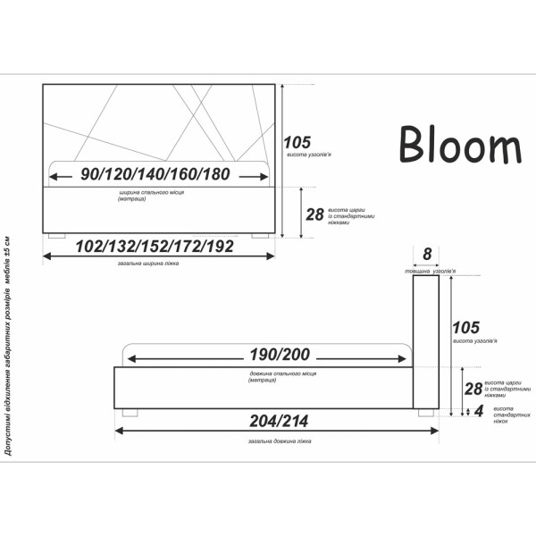 Ліжко Блум - Двоспальне ліжко для вашої спальні