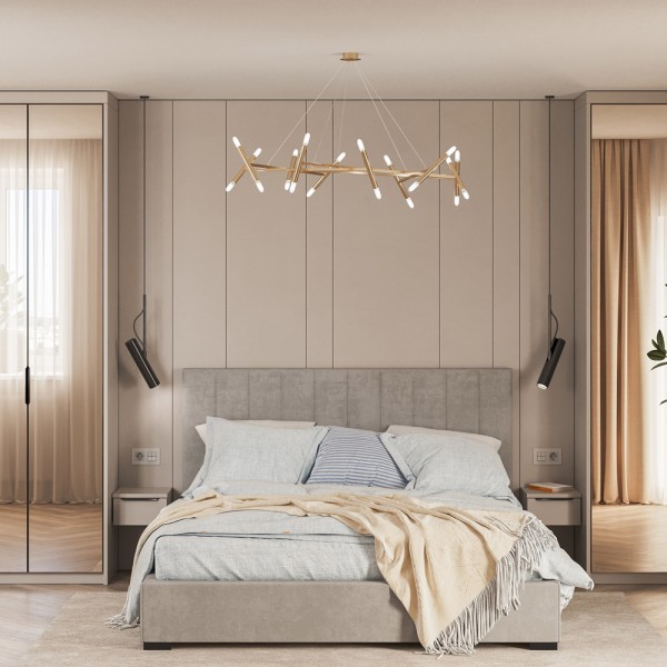 Ліжко Амелія – Двоспальне ліжко з дерева і тканини для вашої спальні