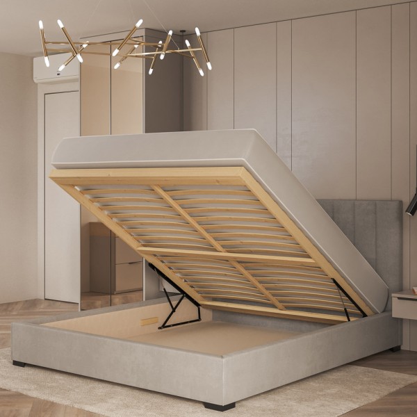 Ліжко Амелія – Двоспальне ліжко з дерева і тканини для вашої спальні