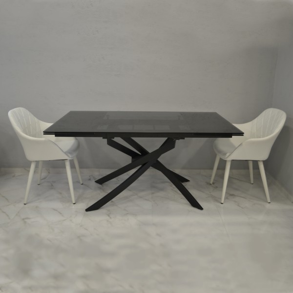 Стіл Lincoln (Лінкольн) димка для кухні – розкладний стіл зі скла та сталі