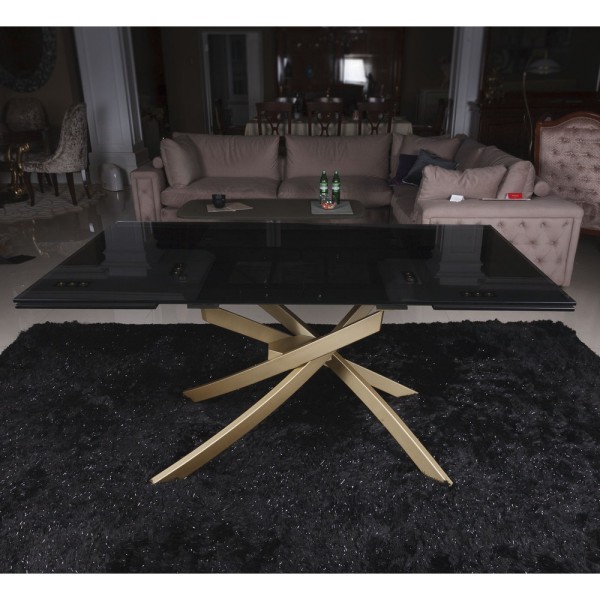 Стіл Lincoln (Лінкольн) димка для кухні – розкладний стіл зі скла та сталі