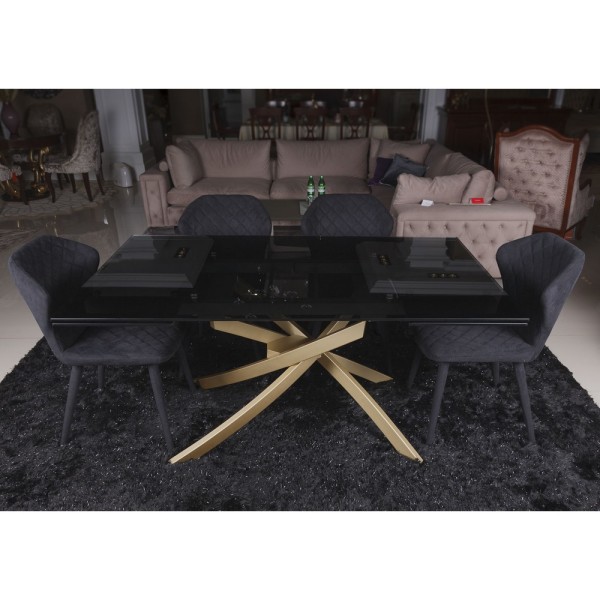 Стіл Lincoln (Лінкольн) димка для кухні – розкладний стіл зі скла та сталі