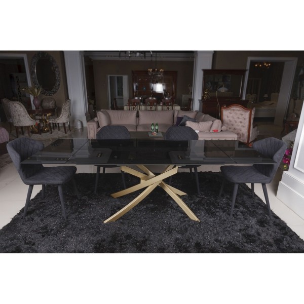 Стіл Lincoln (Лінкольн) димка для кухні – розкладний стіл зі скла та сталі