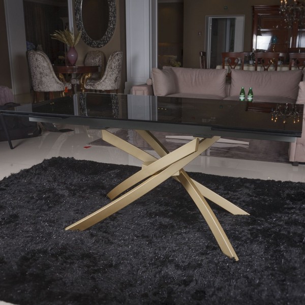 Стіл Lincoln (Лінкольн) димка для кухні – розкладний стіл зі скла та сталі