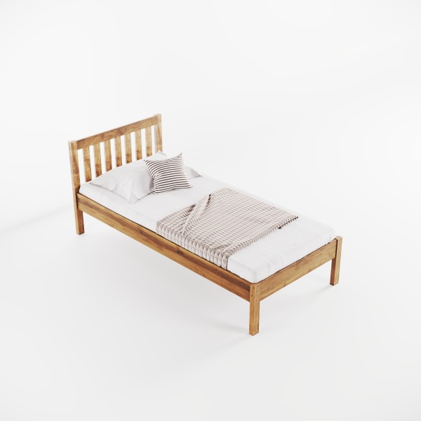 Ліжко односпальне Левіто вільха з масиву дерева