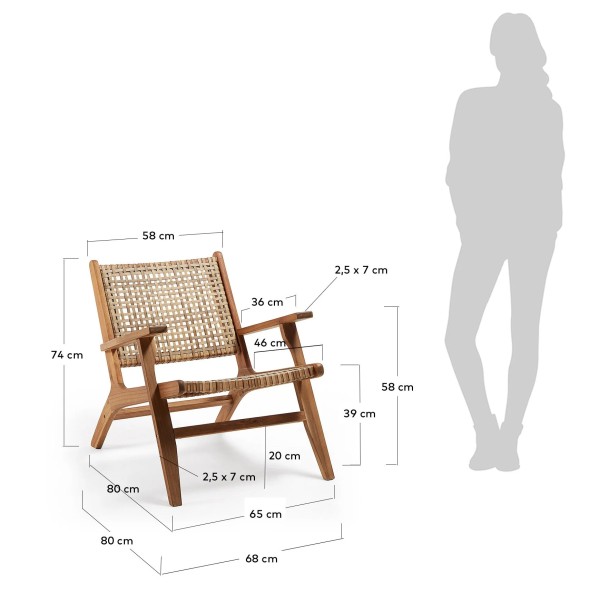 Крісло Grignoon – стильне садове крісло з дерева та ротангу