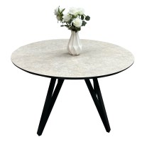 Обідній розкладний круглий стіл з HPL Arrows (Кераміка Тессіна крем)