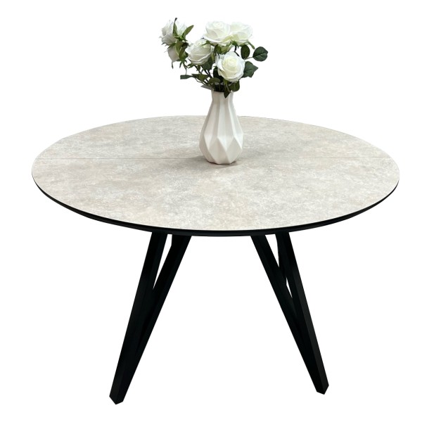 Обідній розкладний круглий стіл з HPL Arrows (Кераміка Тессіна крем)