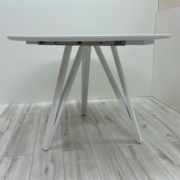 Обідній розкладний круглий стіл з HPL Arrows (Мармур Леванто білий)