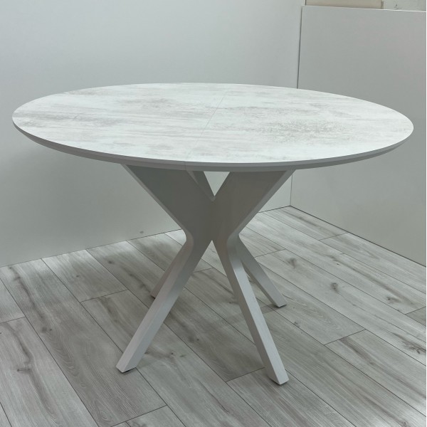 Стіл круглий розкладний з HPL NEO (Хромікс білий)