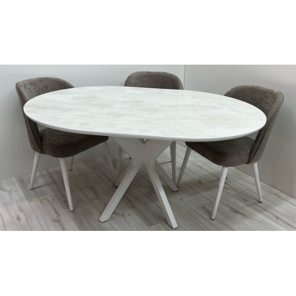 Стіл круглий розкладний з HPL NEO (Хромікс білий)