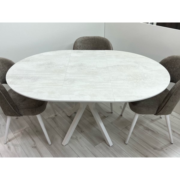 Стіл круглий розкладний з HPL NEO (Хромікс білий)