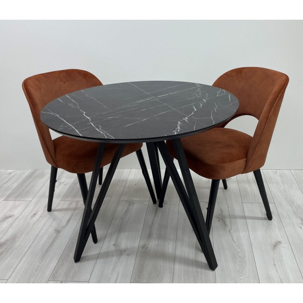 Круглий стіл HPL Arrows (Камінь П'єтра Гріджія чорний)