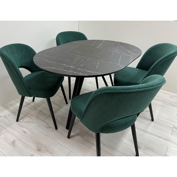 Круглий стіл HPL Arrows (Камінь П'єтра Гріджія чорний)