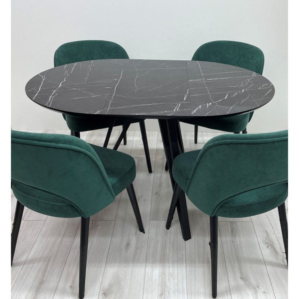 Круглий стіл HPL Arrows (Камінь П'єтра Гріджія чорний)