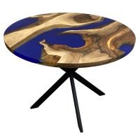 Обідній стіл із натурального дерева Горіх та епоксидної смоли