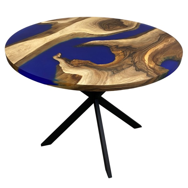 Обідній стіл із натурального дерева Горіх та епоксидної смоли