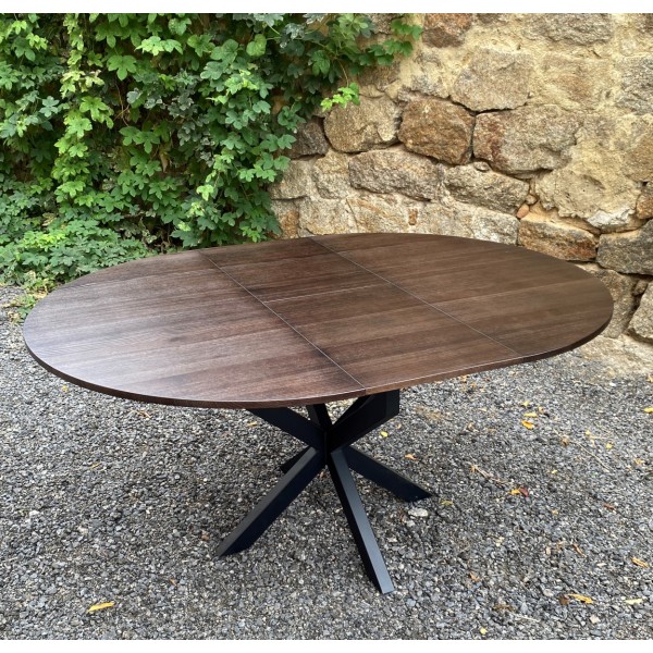 Круглий розкладний обідній стіл із натурального дерева ясен