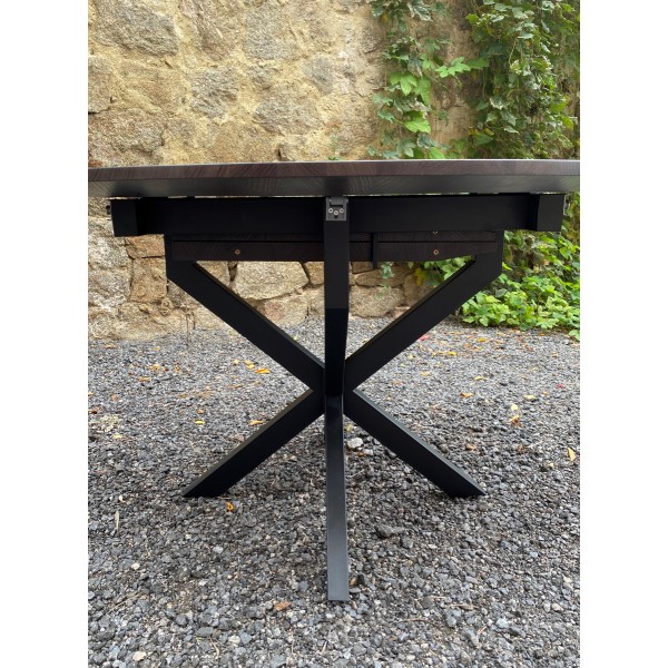 Круглий розкладний обідній стіл із натурального дерева ясен