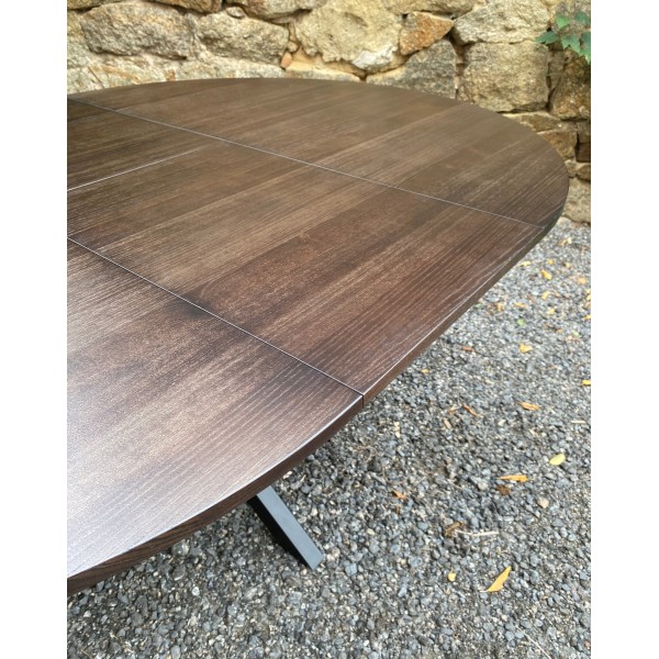 Круглий розкладний обідній стіл із натурального дерева ясен