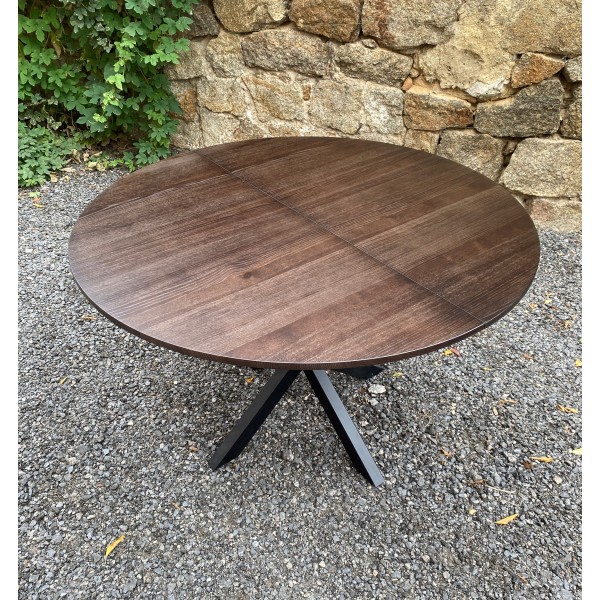 Круглий розкладний обідній стіл із натурального дерева ясен