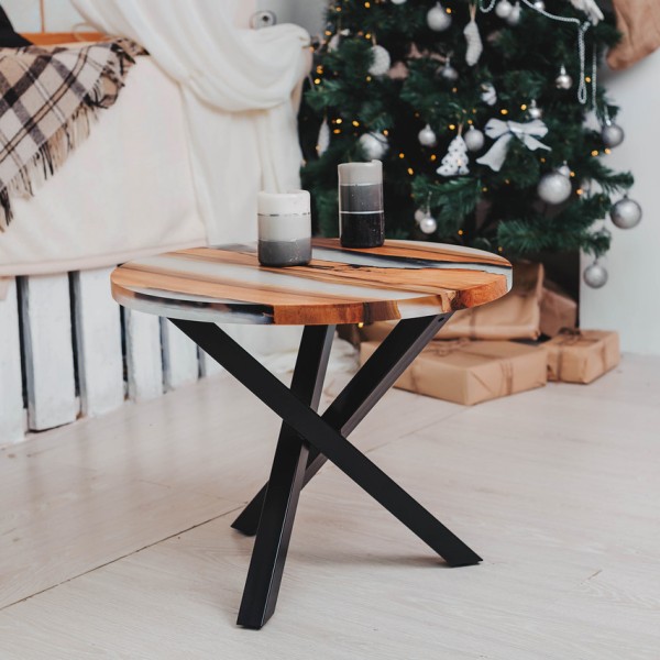 Журнальний стіл з натурального дерева Горіх та епоксидної смоли