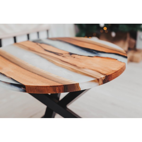 Журнальний стіл з натурального дерева Горіх та епоксидної смоли