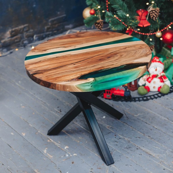 Журнальний стіл з натурального дерева Горіх та епоксидної смоли