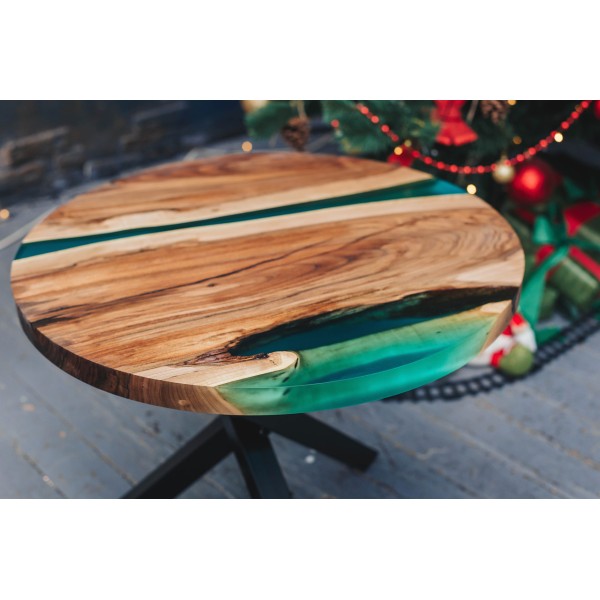 Журнальний стіл з натурального дерева Горіх та епоксидної смоли