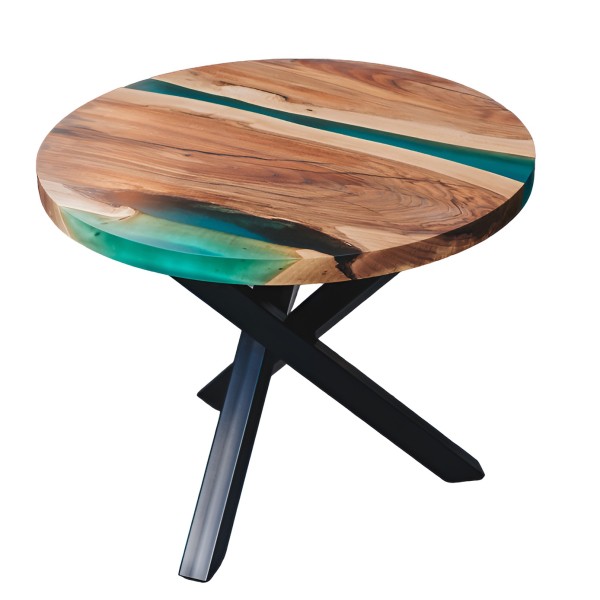 Журнальний стіл з натурального дерева Горіх та епоксидної смоли