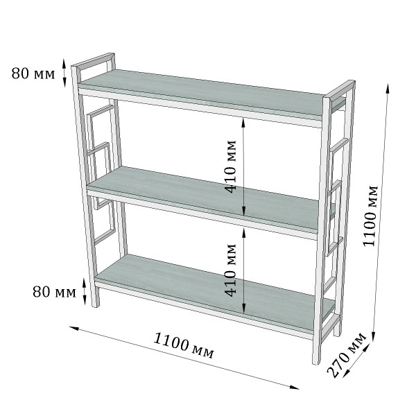 Стелаж Квадро Лонг 3 полиці