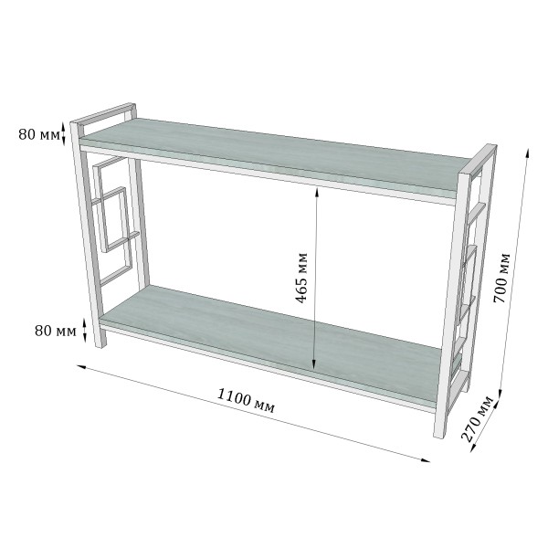 Стелаж Квадро Лонг 2 полиці – Сучасний стелаж для вашого інтер'єру