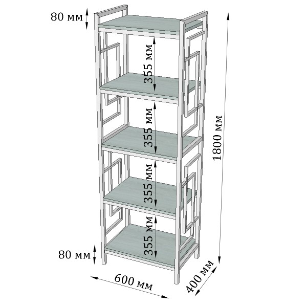Стелаж Квадро 5 полиць для вашого дому чи офісу