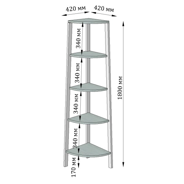 Стелаж Призма Кут 5 полиць – стильний та функціональний для вашого інтер'єру
