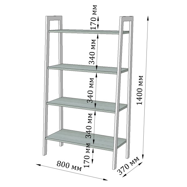 Стелаж Призма 4 полиці - металевий стелаж для дому та офісу