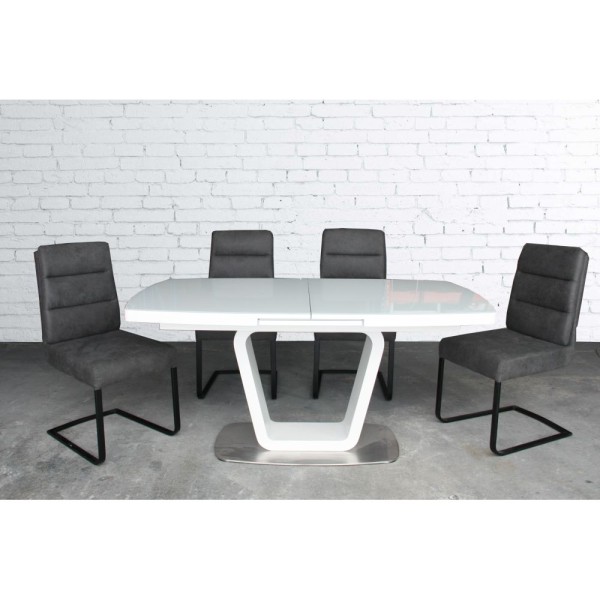 Стіл Belardo DT9923 Grey/White Gloss - сучасний розкладний стіл для вашої кухні