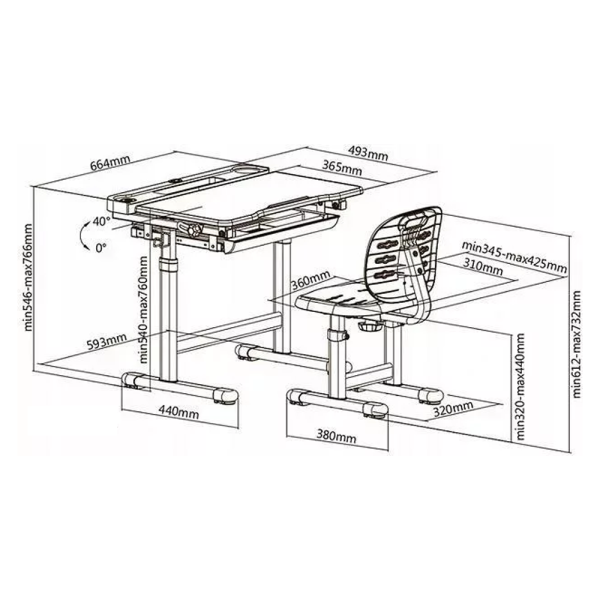 Дитяча парта зі стільчиком Cura - ідеальне рішення для комфортного навчання