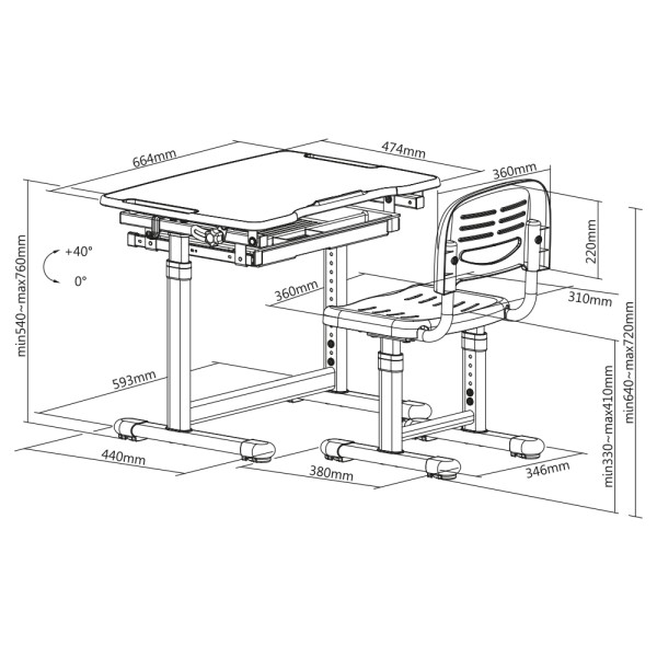 Дитяча парта зі стільчиком Sole — зручність та стиль для вашої дитини