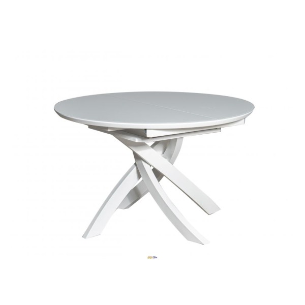 Стіл Caezar Super white satin d-120 см – стильний розкладний стіл для вашої кухні