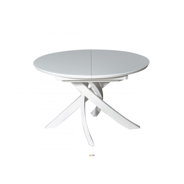 Стіл Caezar Super white satin d-120 см – стильний розкладний стіл для вашої кухні