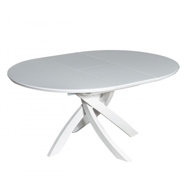 Стіл Caezar Super white satin d-120 см – стильний розкладний стіл для вашої кухні