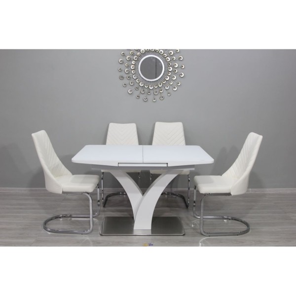 Стіл Maryland T-7294 White glass gloss 140-180 для кухні