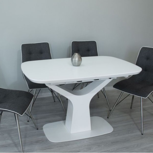 Стіл Utah T-7083 white satin — розкладний стіл для кухні