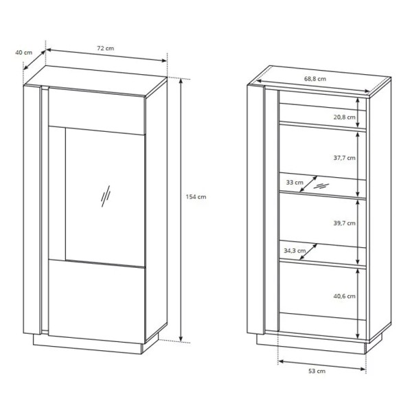 Вітрина низька Marco 1D1W/72