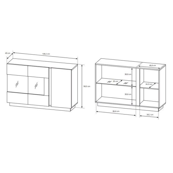 Комод з вітриною Marco 3D2W/138 – стиль та функціональність для вашої вітальні