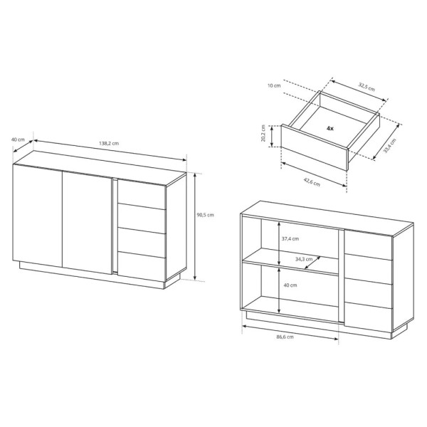 Комод Marco 2D4S/138 – стильний мінімалізм для вашої спальні